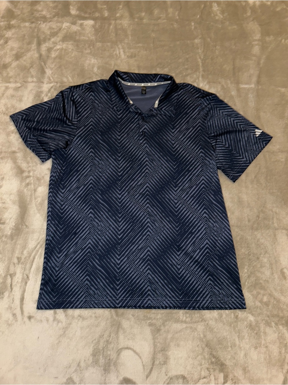 adidas Men's Navy Chevron-Pattern Polo XL